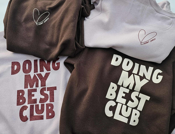 Contrasting screen prints on Lane Seven Apparel heavyweight sweatshirts for Heart Church in Milford, Ohio