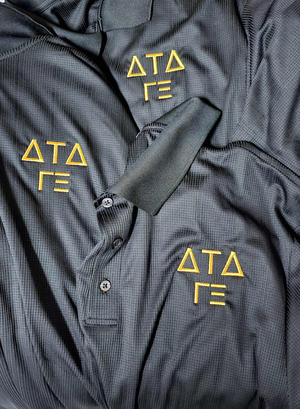 Embroidered polos for the University of Cincinnati chapter of Delta Tau Delta fraternity