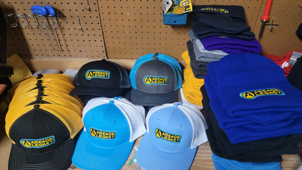 Embroidered trucker hats and beanies for Sharonville, Ohio's Arcade Legacy