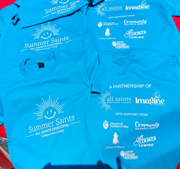 Screenprinted camp shirts for All Saints Catholic Church