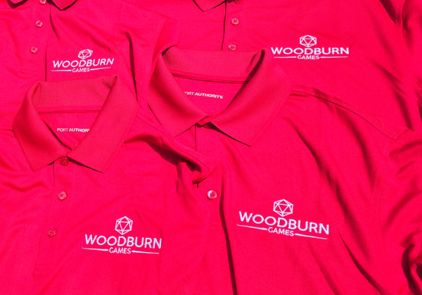 Embroidered polos for Woodburn Games