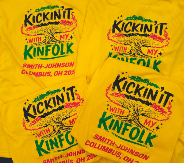 3-color screenprinted family reunion tees