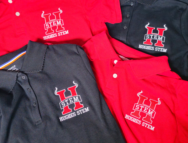 Embroidered polos for Hughes STEM High School in Cincinnati