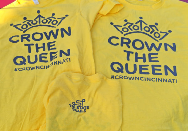 Single color front and back screenprint for Tri-State Trails supporting the CROWN Bike Trail network in Cincinnati