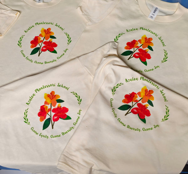 Digitally printed student tees for Azalea Montessori