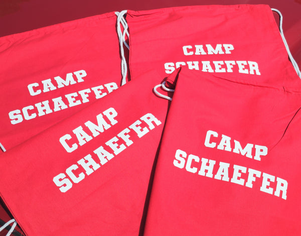 Screenprinted cotton canvas drawstring bags