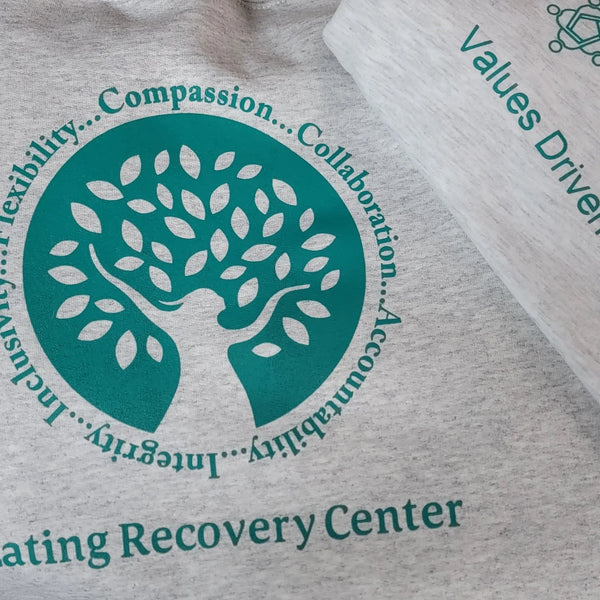 Custom mixed ink for these single color tees for the Eating Recovery Center