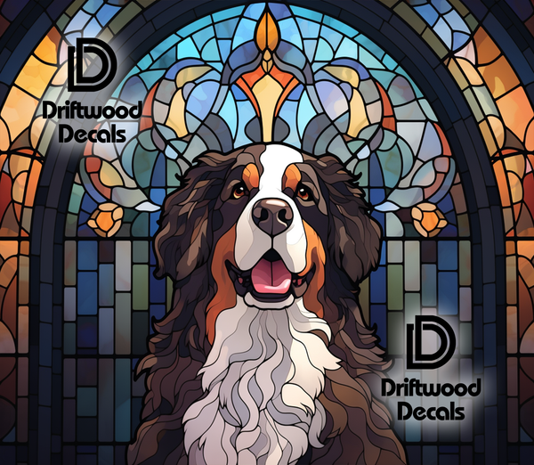 Stained Glass Bernese Mountain Dog 20 Ounce Tumbler Design