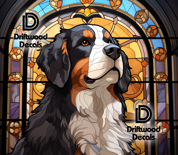 Stained Glass Bernese Mountain Dog 20 Ounce Tumbler Design