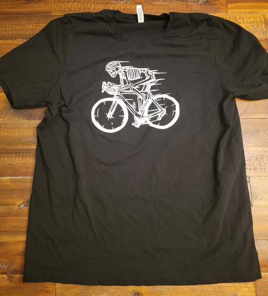 Skeleton on Road Bike Tee