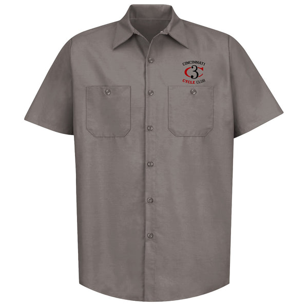 Cincinnati Cycle Club embroidered mechanic's shirt - gray