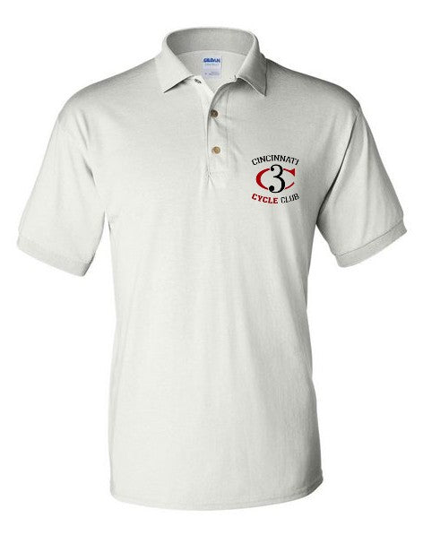 Cincinnati Cycle Club short sleeve embroidered polo -  White