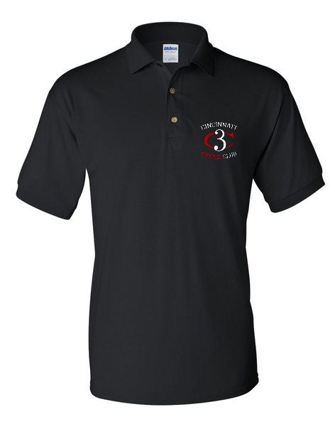 Cincinnati Cycle Club short sleeve embroidered polo -  black