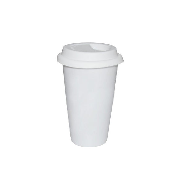 White 11oz Ceramic Tumbler With Lid
